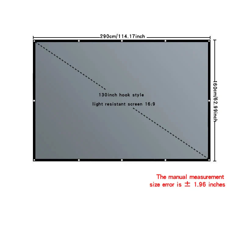 4K high-definition projection screen with 60-133 inch metal anti light screen hook design suitable for low...