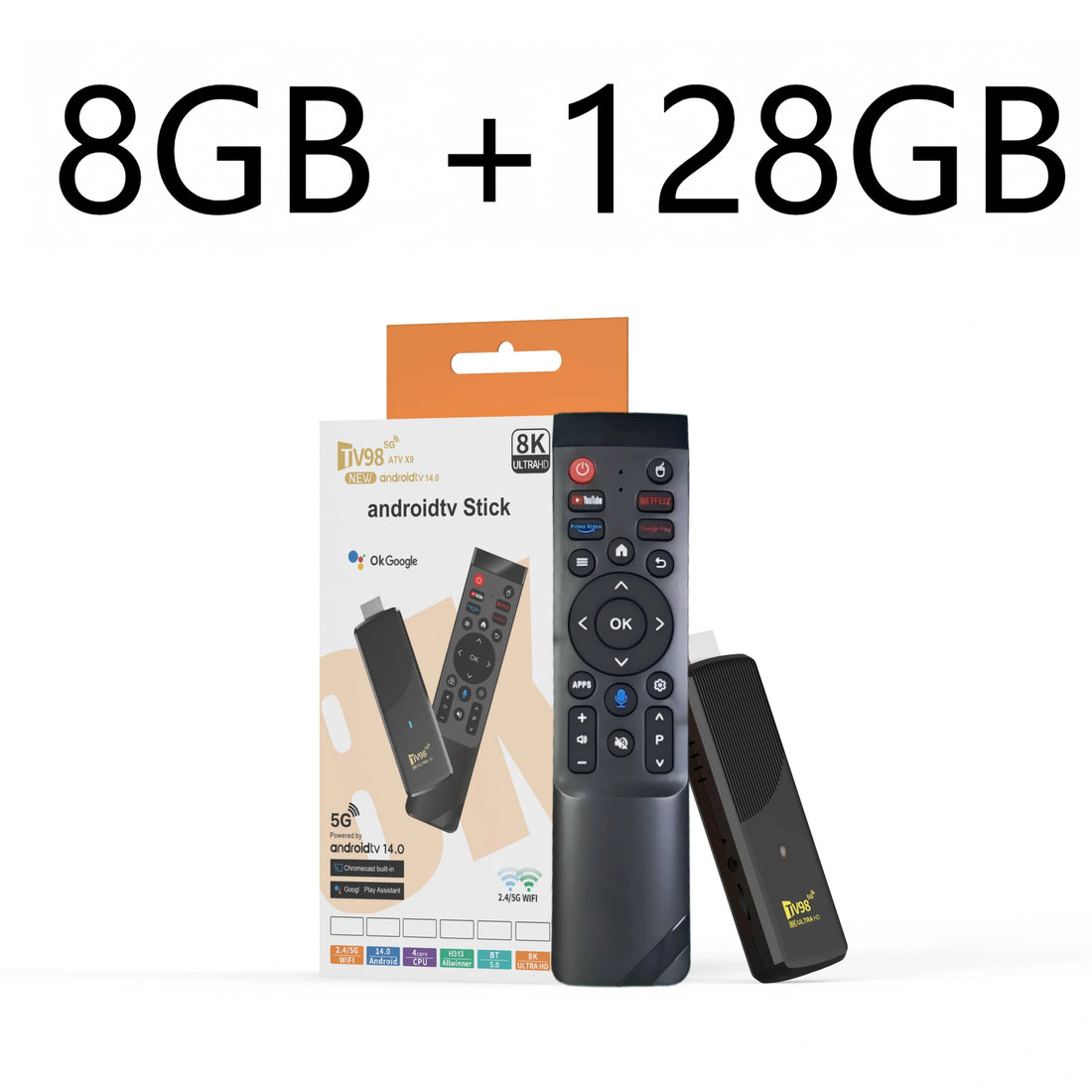 TV98 ATV X9 - Android 14 - Streaming Stick - with 8K / Dual-Band WiFi / Bluetooth 5