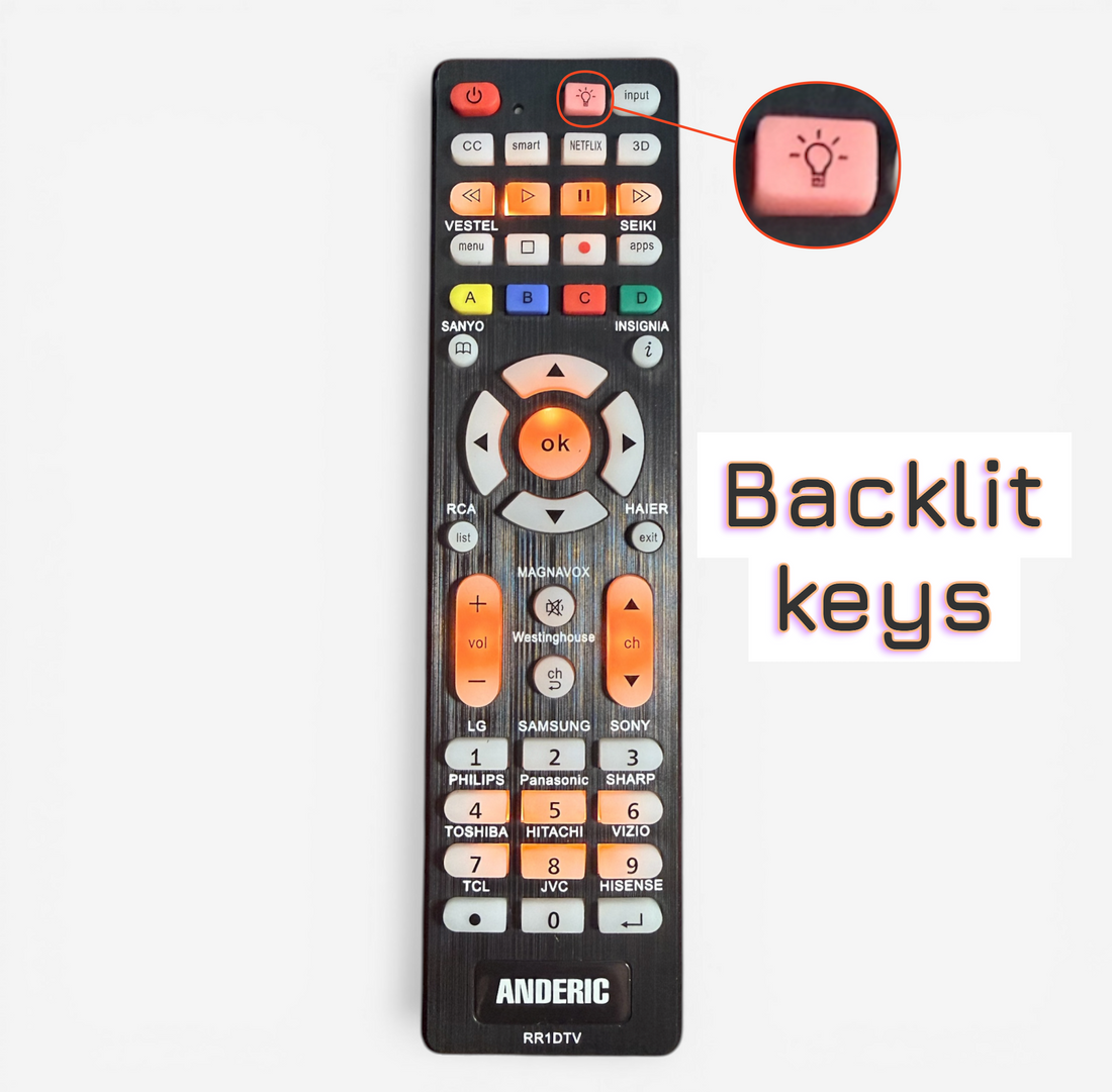 Anderic RR1DTV Universal Smart TV Remote Control with Backlight and Quick Programming for All Brands