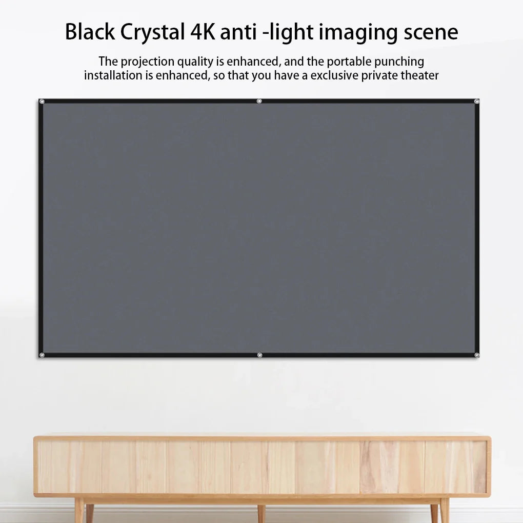 4K high-definition projection screen with 60-133 inch metal anti light screen hook design suitable for low...