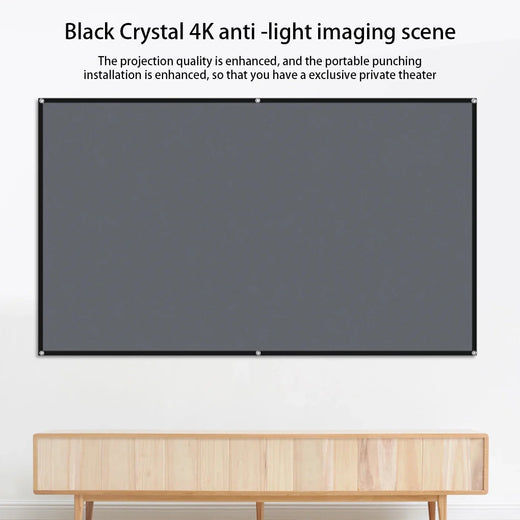 4K high-definition projection screen with 60-133 inch metal anti light screen hook design suitable for low...