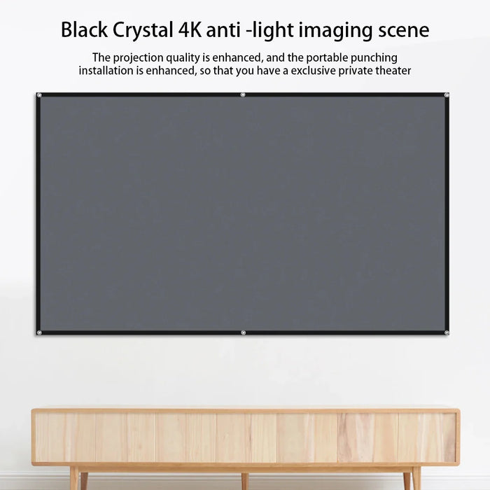 4K high-definition projection screen with 60-133 inch metal anti light screen hook design suitable for low...