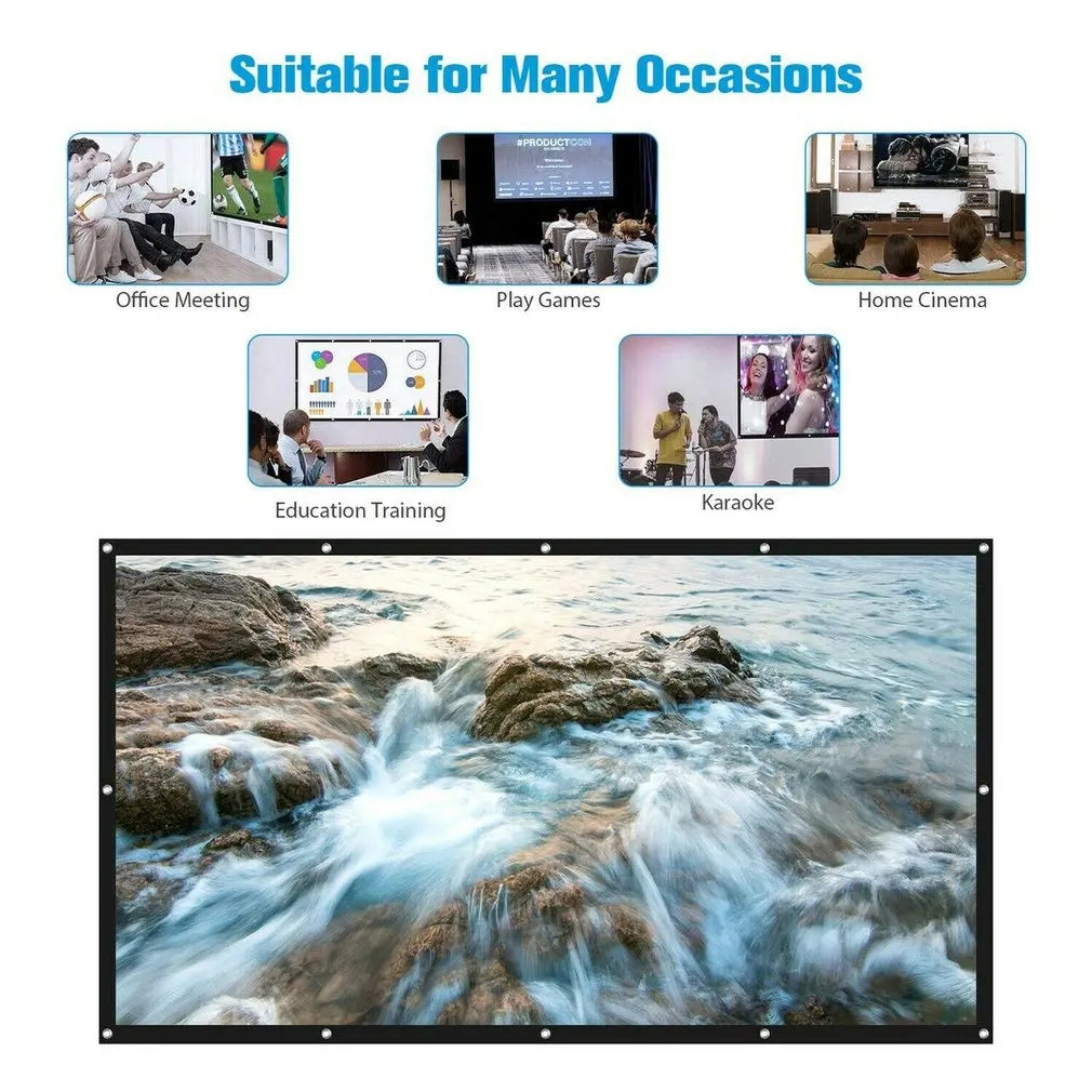 4K high-definition projection screen with 60-133 inch metal anti light screen hook design suitable for low...