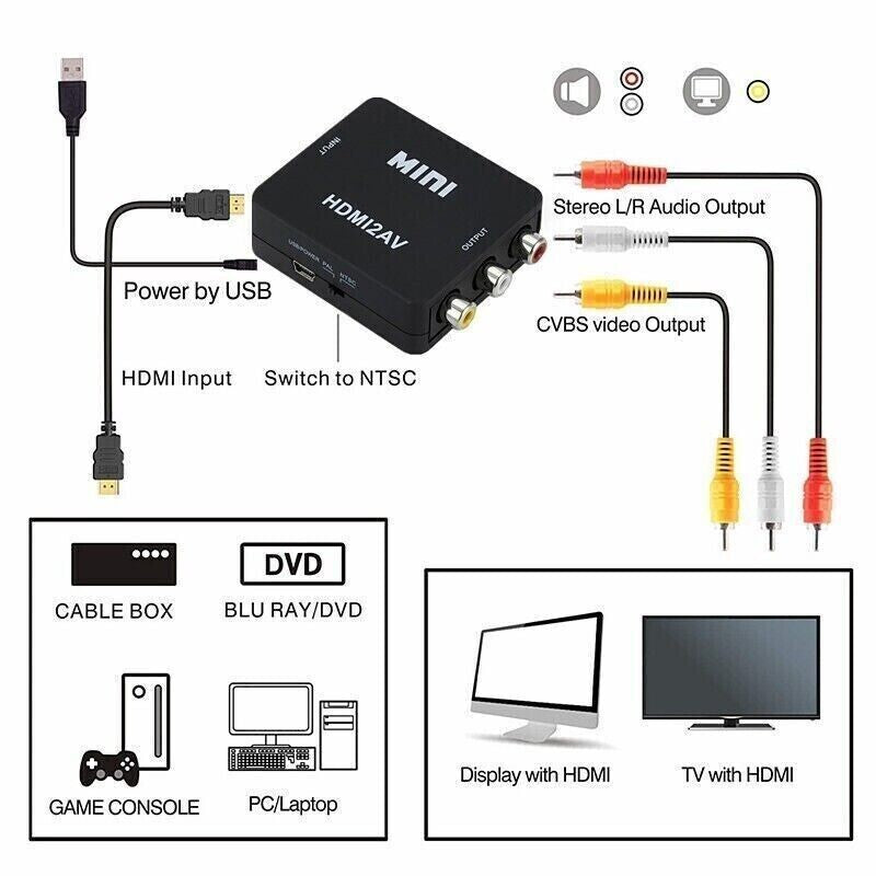HDMI to RCA AV Converter Adapter - 1080p