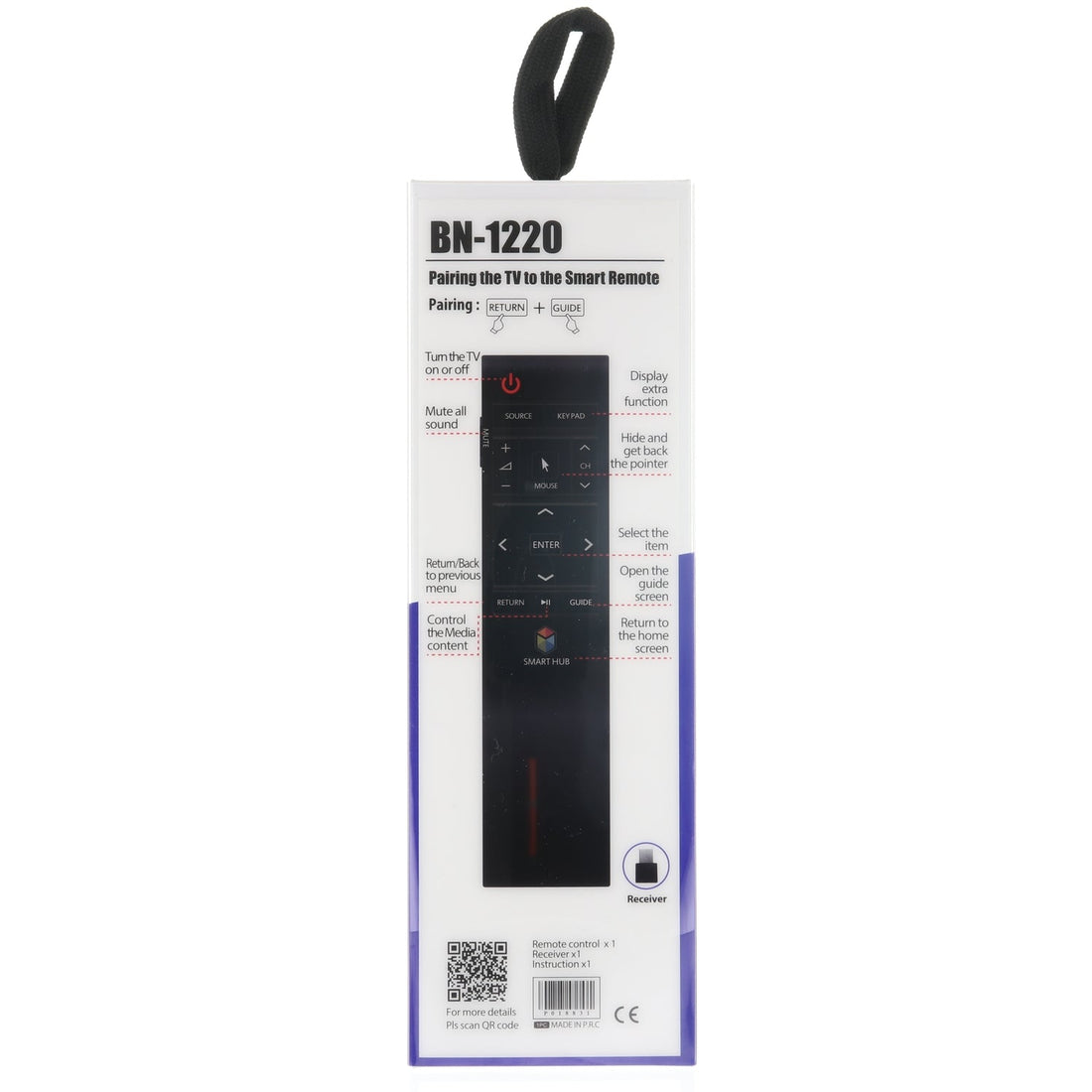 Anderic RR1220E Universal Remote Control for Samsung TV with RF Pointer - BN59 - 01220E, BN59 - 01220J, BN59