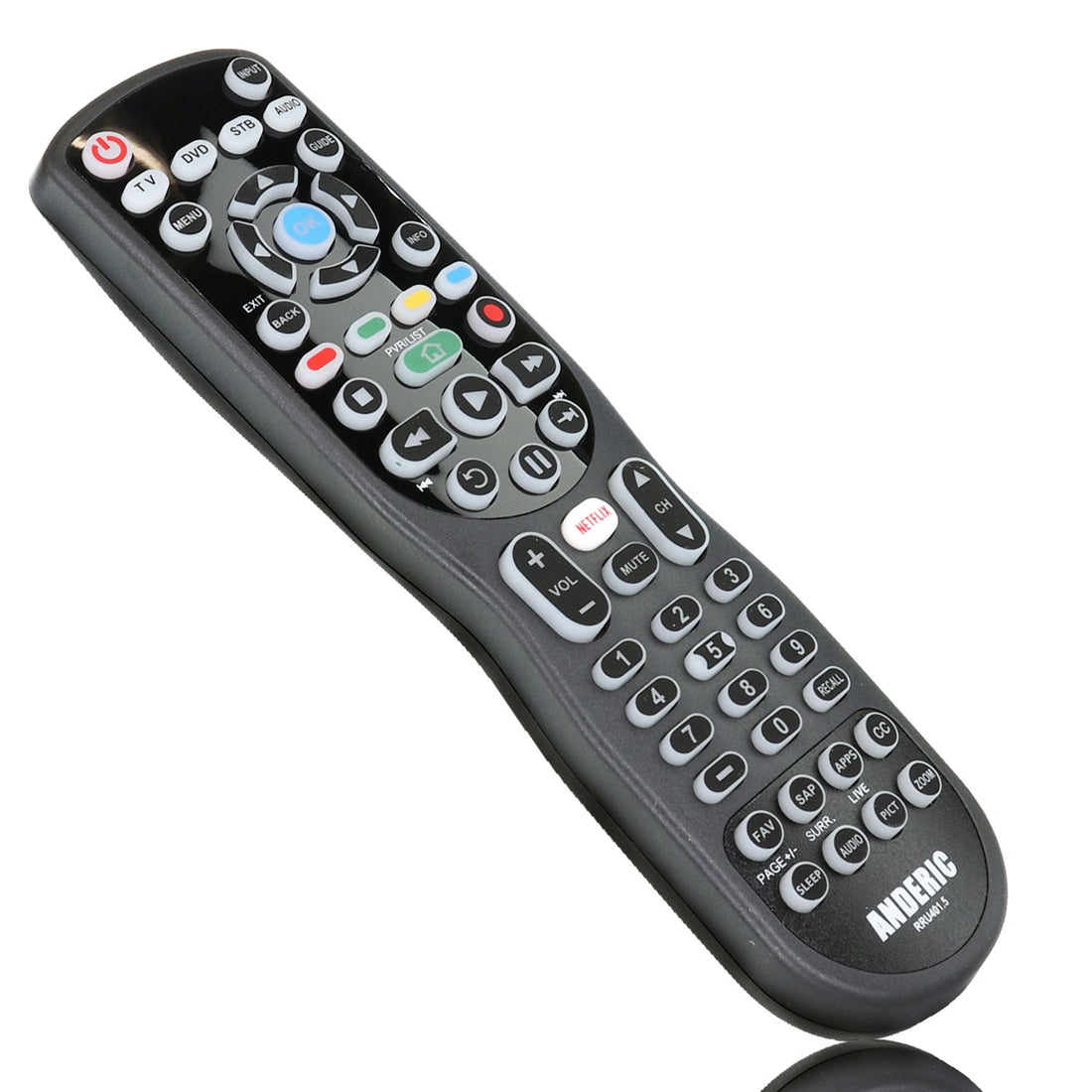 Anderic RRU401.7 4 - Device Universal Remote Control with Backlight, Macro and Learning for TV, Cable, Streaming