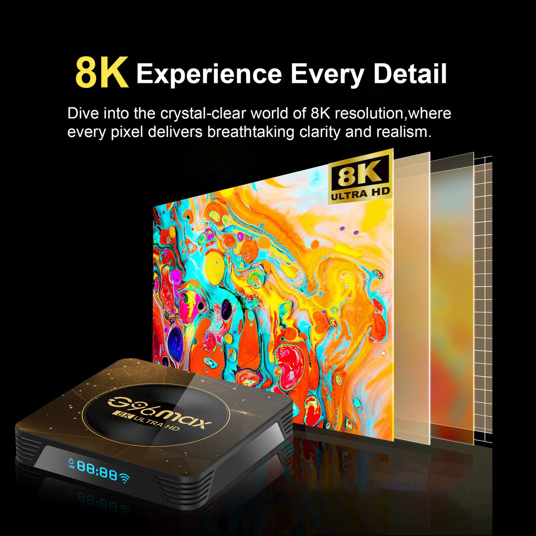 G96 MAX - Android 13 - Media Player - with 8K / WiFi 6 / Bluetooth 5 - 4GB RAM / 64GB Storage