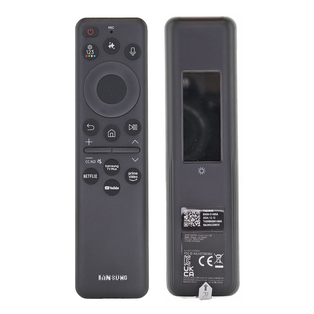Samsung BN59 - 01480A / TM2360E 2025 Eco Solar Cell TV Remote Control - Voice AI - Samsung TV Plus - Netflix
