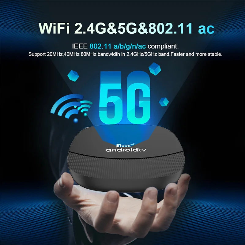 TV98 ATV MAX PLUS - Android 14 - Media Player - with 8K / Dual-Band WiFi / Voice Remote