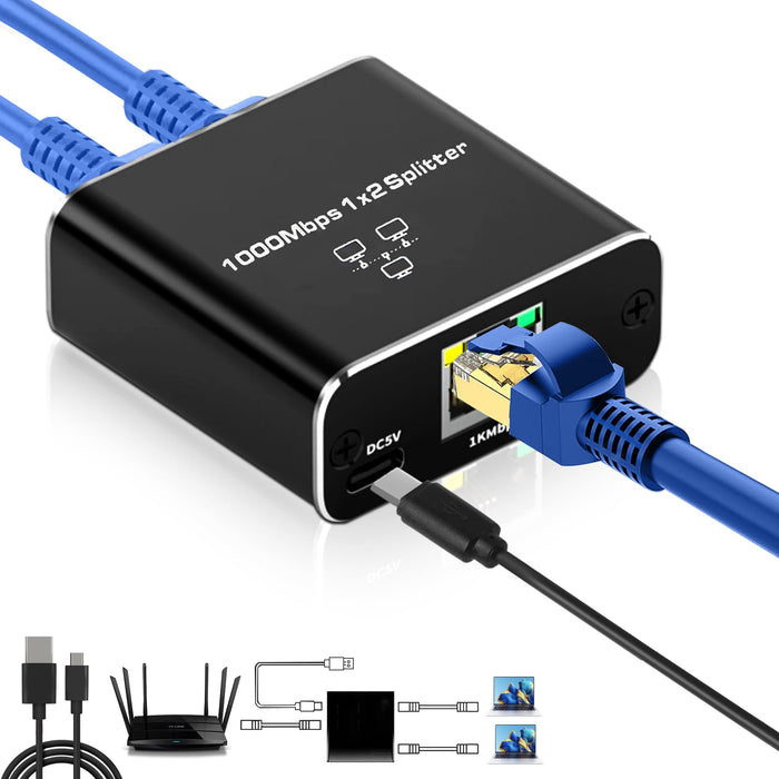 Gigabit RJ45 Ethernet Splitter Adapter
