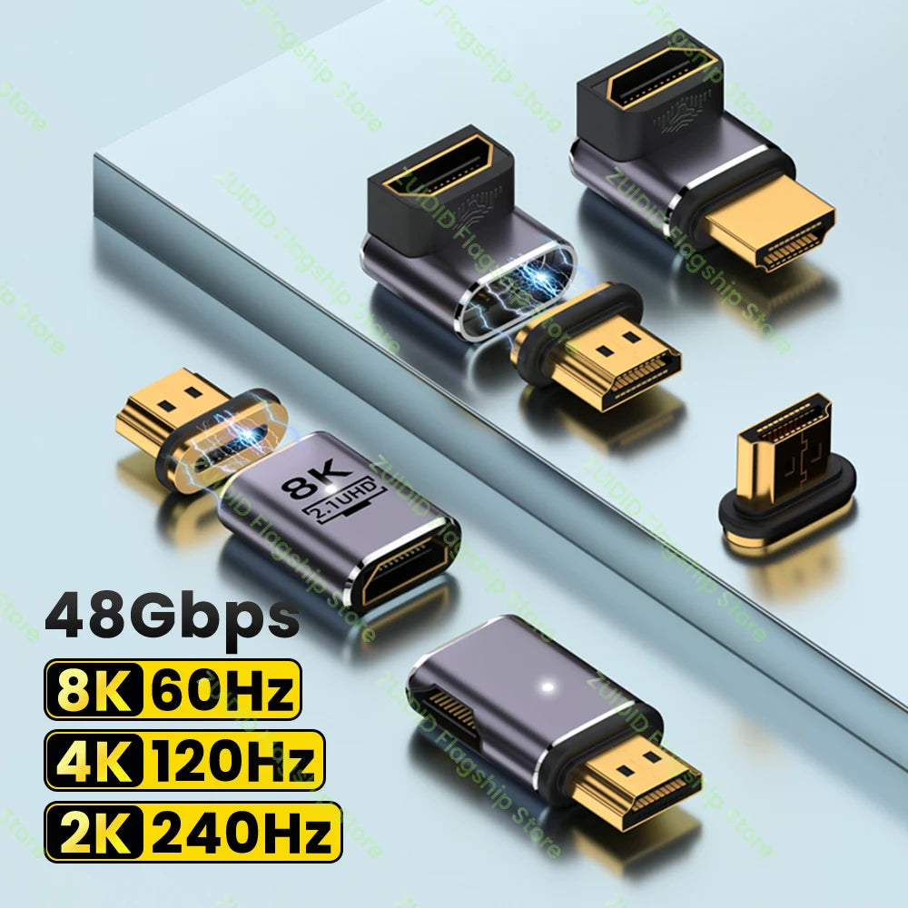HDMI 2.1 Right-Angle Male-to-Female Adapter - 8K / 4K