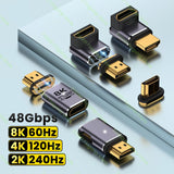 HDMI 2.1 Right-Angle Male-to-Female Adapter - 8K / 4K