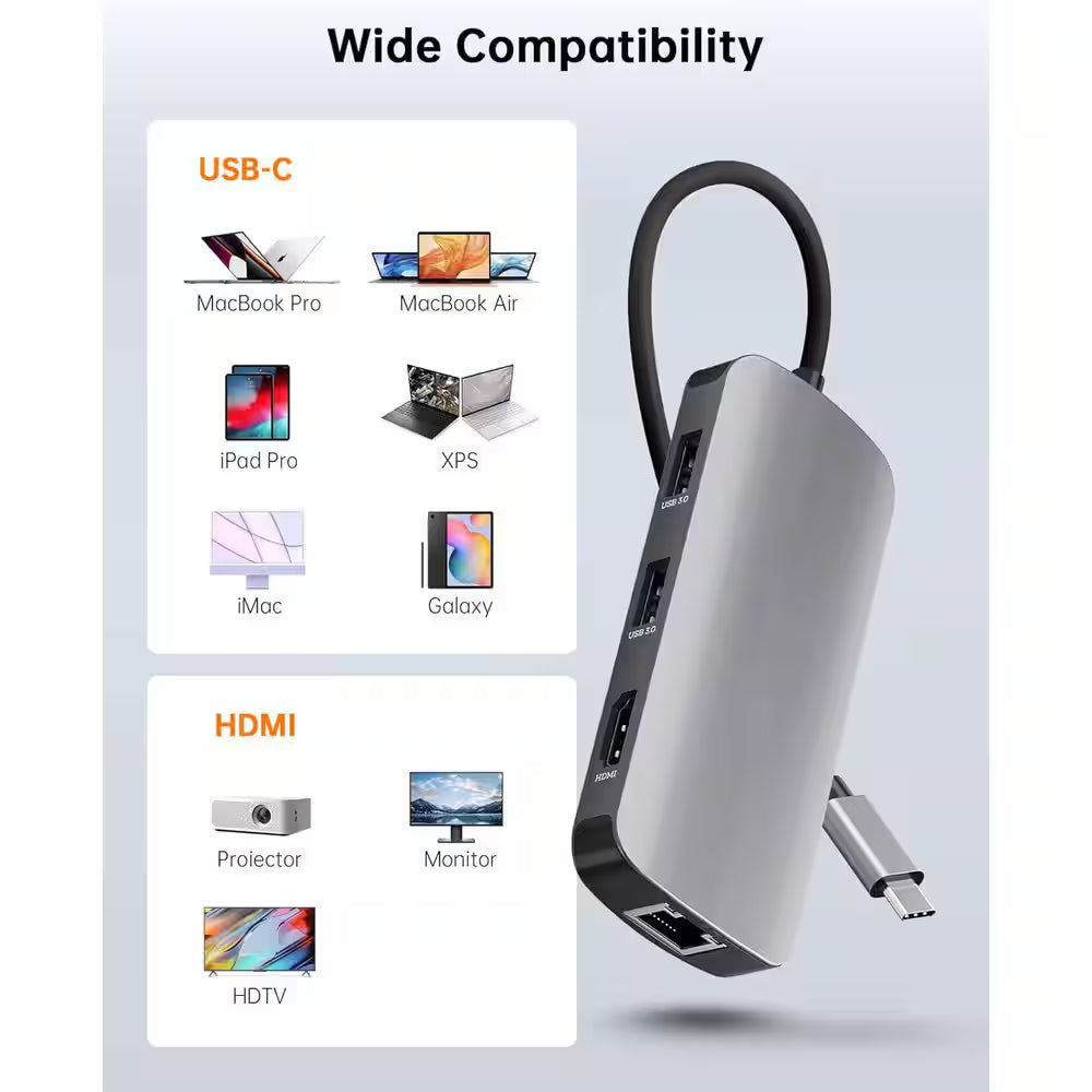 USB-C Multiport Hub with 4K HDMI, Ethernet and PD Charging