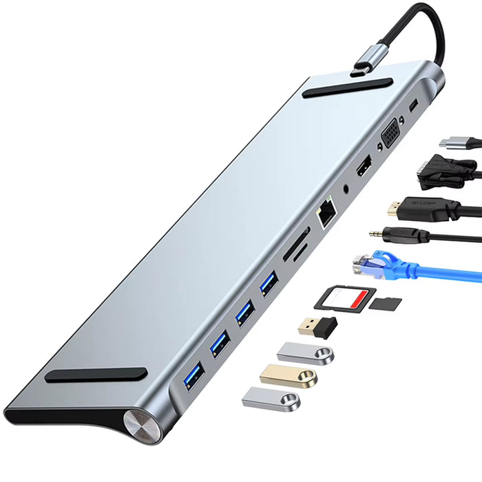 11-in-1 USB-C Docking Station with HDMI, VGA, Ethernet and PD