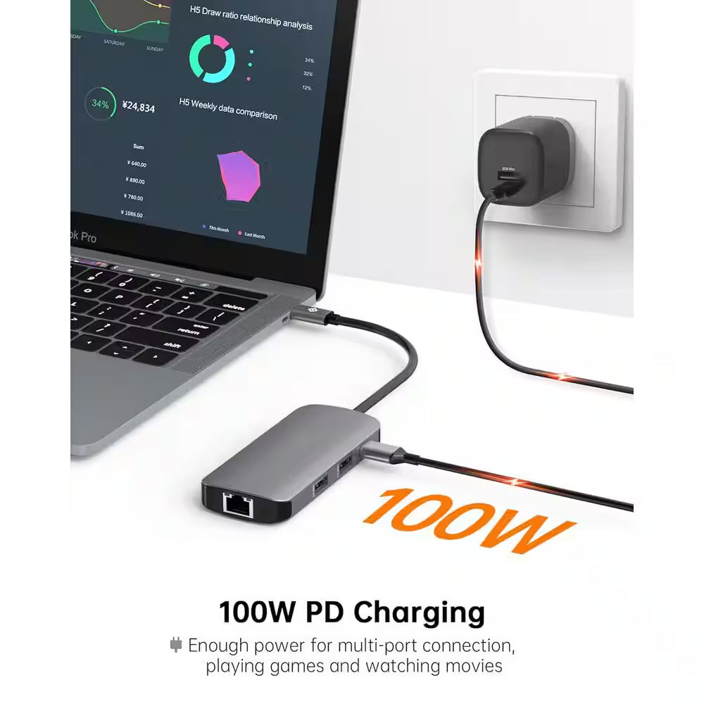 USB-C Multiport Hub with 4K HDMI, Ethernet and PD Charging