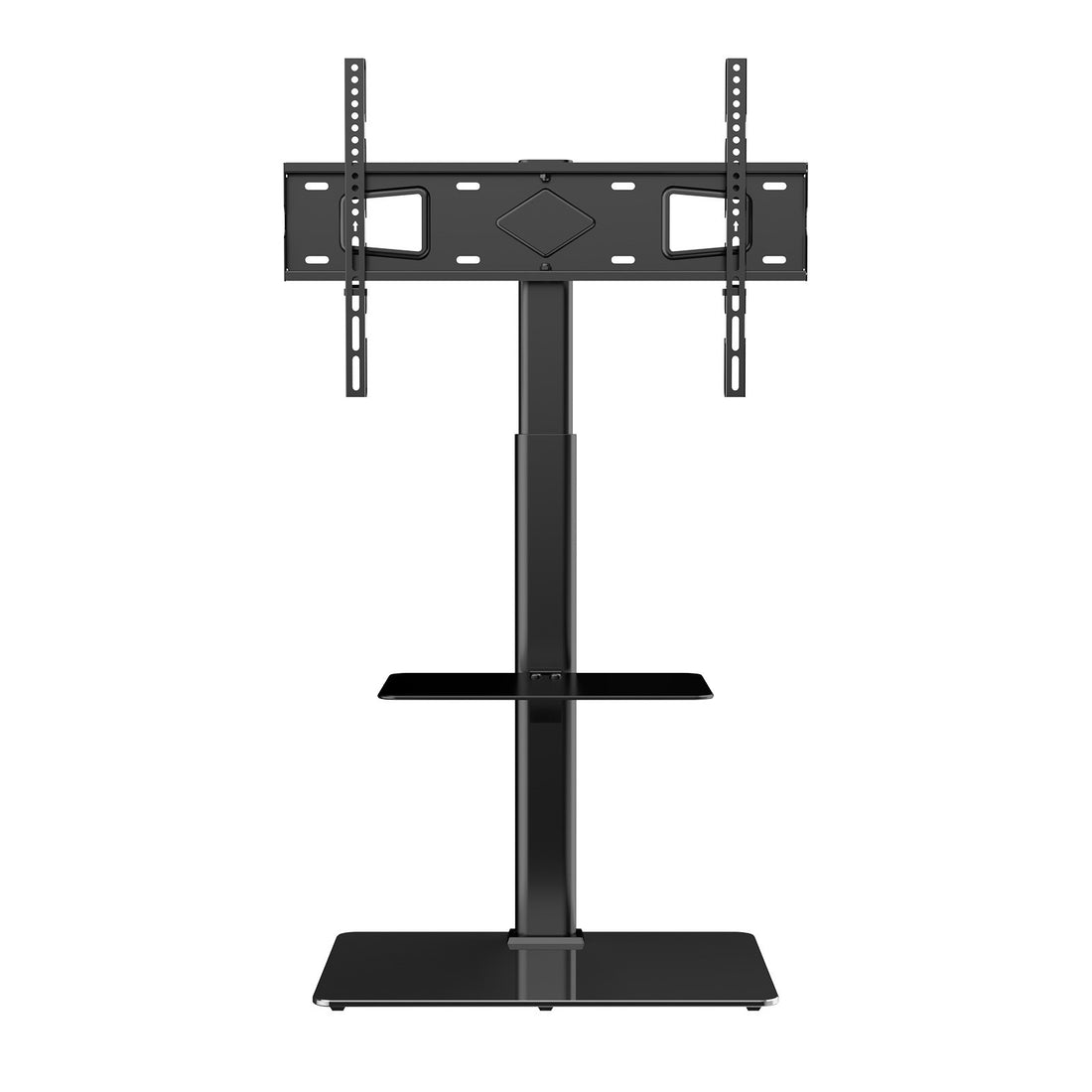 TV Stand Mount, Swivel Tall TV Stand For 32 To 65 Inch TVs, Height Adjustable Portable Floor TV Stand With Tempered Glass Base For Bedroom, Living Room
