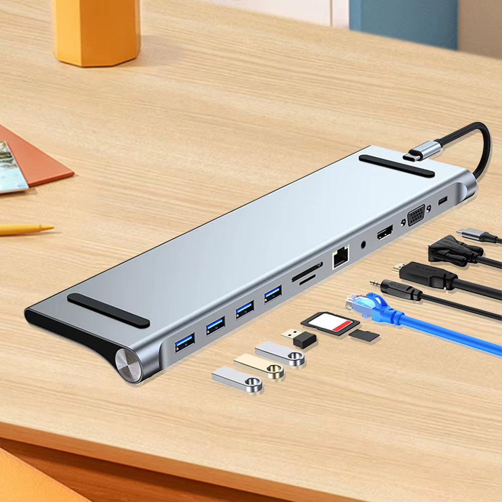 11-in-1 USB-C Docking Station with HDMI, VGA, Ethernet and PD