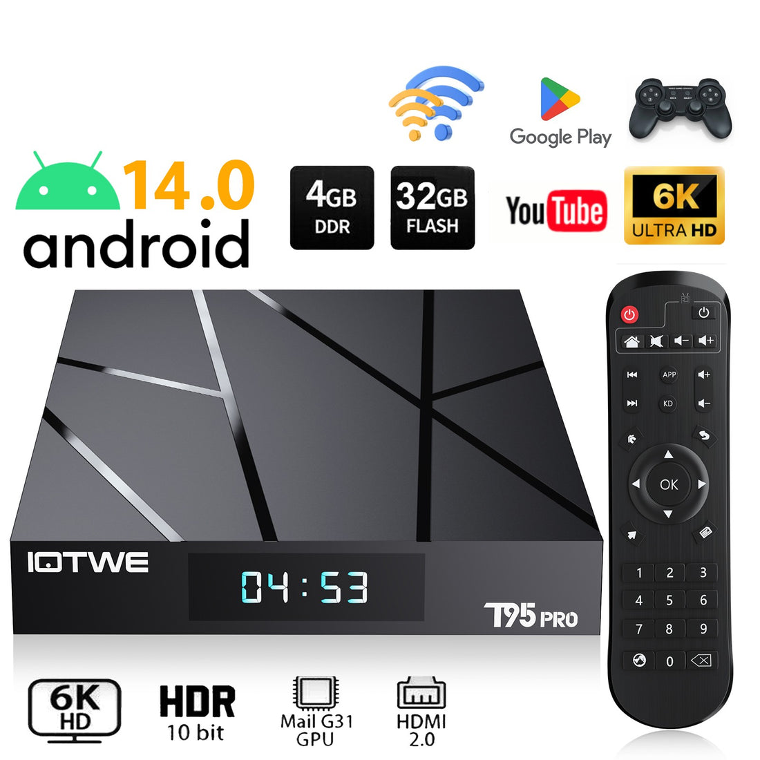 Smart Android - Android 14 - Media Player - with WiFi 6 - 128GB RAM / 64GB Storage