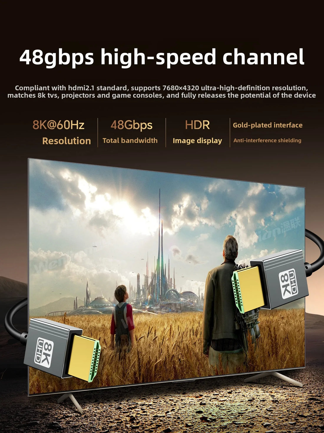 HDMI 2.1 Right-Angle Male-to-Female Adapter - 8K / 4K