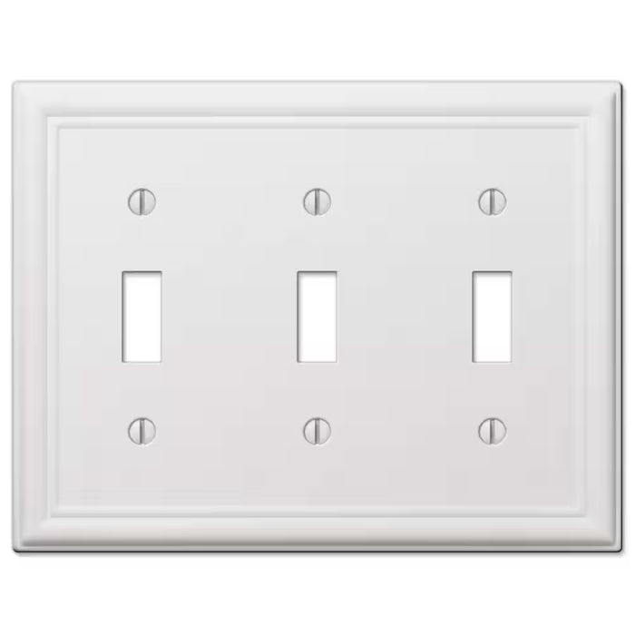 Ascher 3 Gang Toggle Steel Wall Plate - White