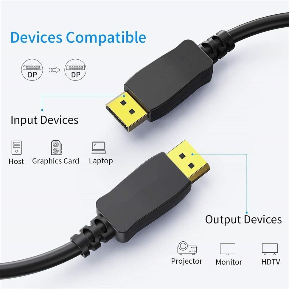 High Bandwidth 8K Display port cable to display port 4K@60Hz For PC Laptop Monitor Projector