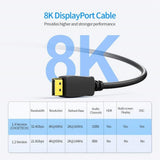 High Bandwidth 8K Display port cable to display port 4K@60Hz For PC Laptop Monitor Projector