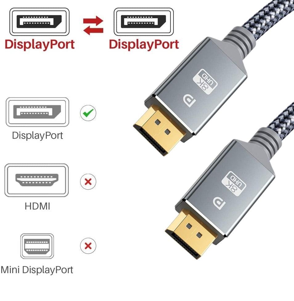 High Speed Display Port TV Cable Audio 8K Video Cable Compatible For PC And Laptop Portable Projector...