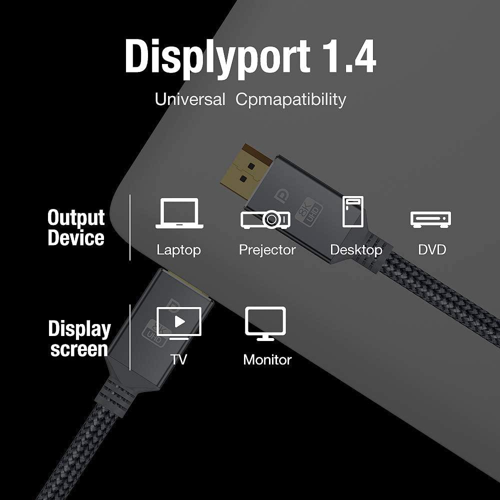 High Speed Display Port TV Cable Audio 8K Video Cable Compatible For PC And Laptop Portable Projector...