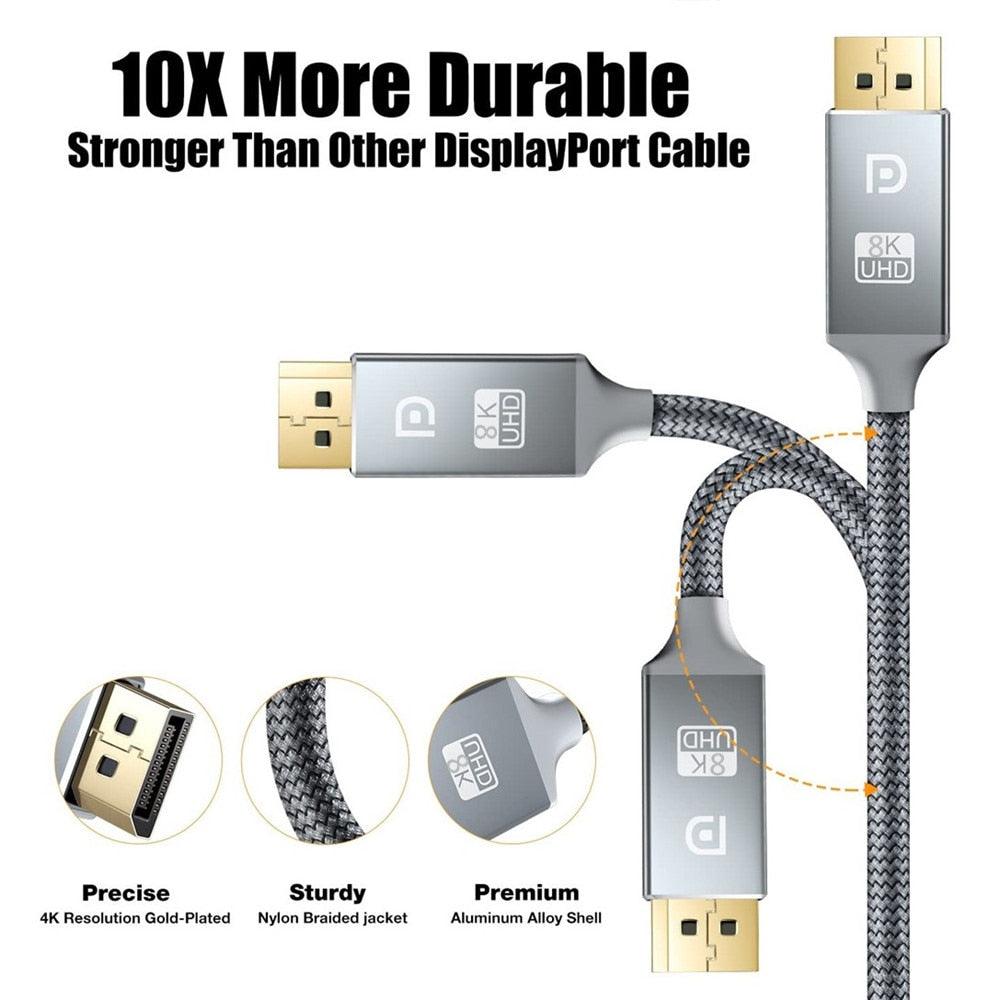 High Speed Display Port TV Cable Audio 8K Video Cable Compatible For PC And Laptop Portable Projector...