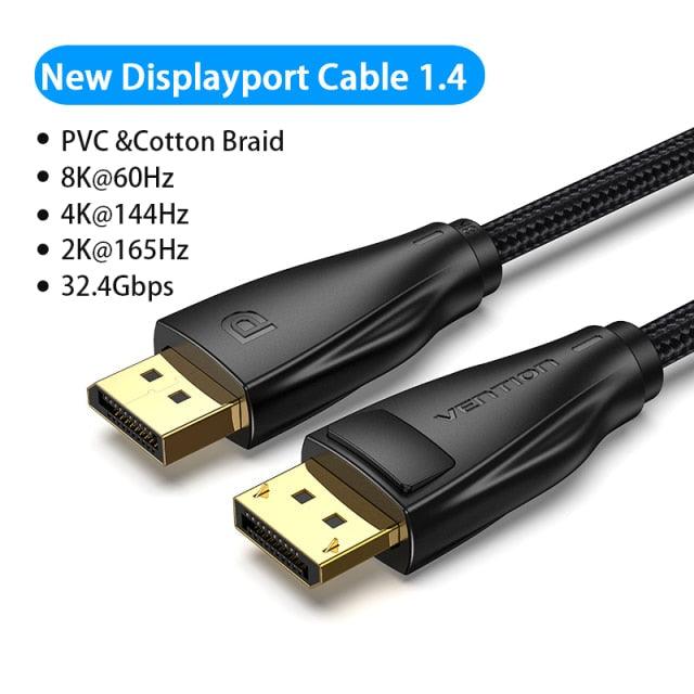 Fast 1.4Gbps 8K 60Hz 4K HDR Display Port Audio Cable for Video PC Laptop TV