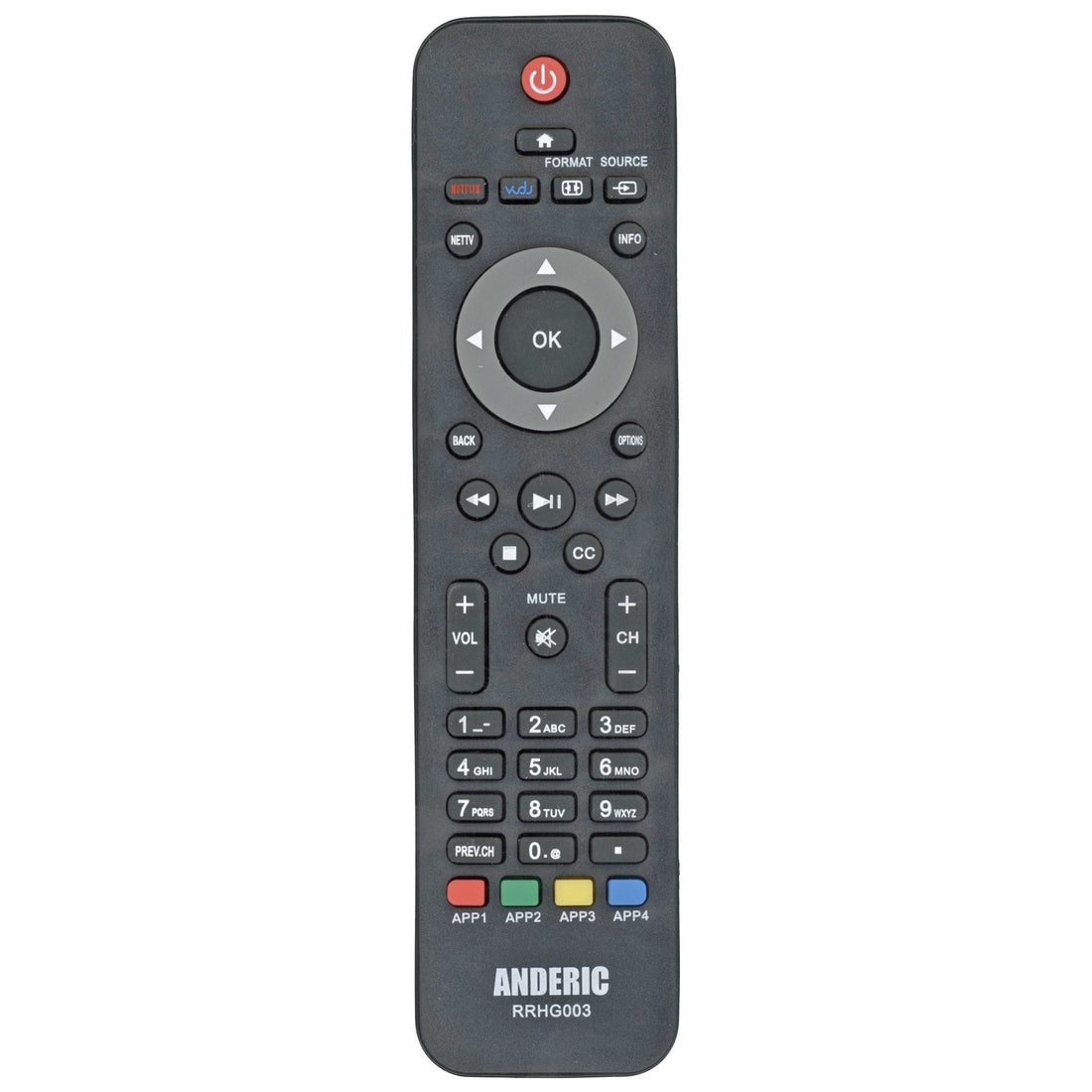 Anderic RRHG003 Replacement Smart TV Remote Control for Philips - URMT39JHG003, URMT42JHG003, URMT39JHG004