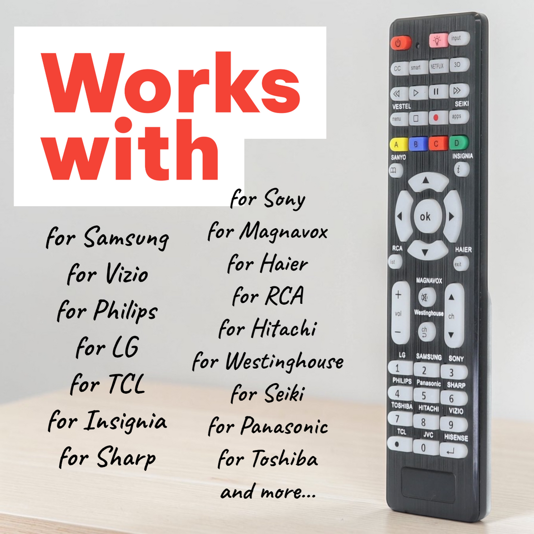 Anderic RR1DTV Universal Smart TV Remote Control with Backlight and Quick Programming for All Brands